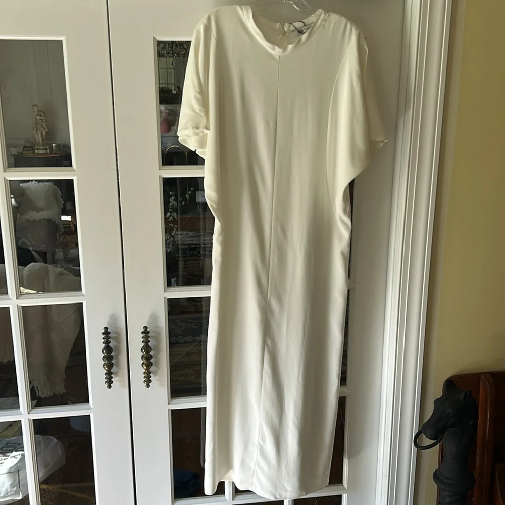NWT ZARA Flowy Midi Dress Elegant White Maxi Dress - Picture 4 of 14